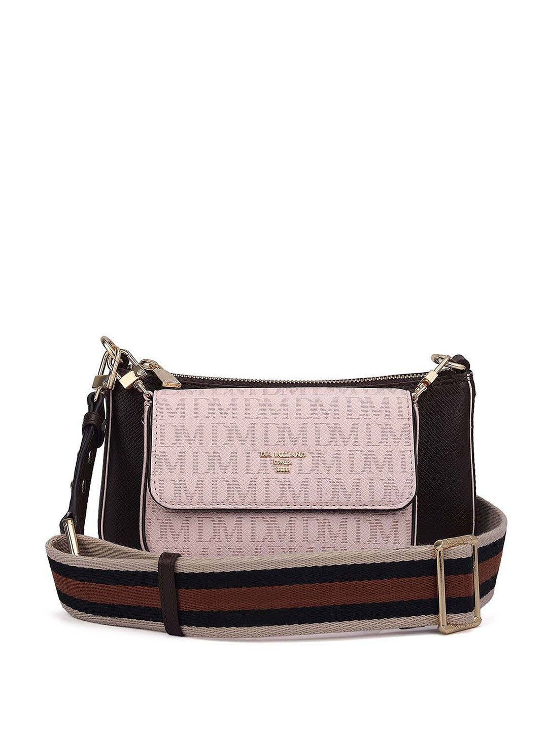 Da Milano Women Set of 2 Brand Logo Printed Crossbody Leather Sling Bag