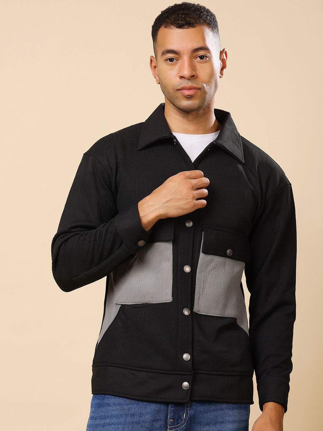 Stylox Colourblocked Spread CollarTailored Jacket