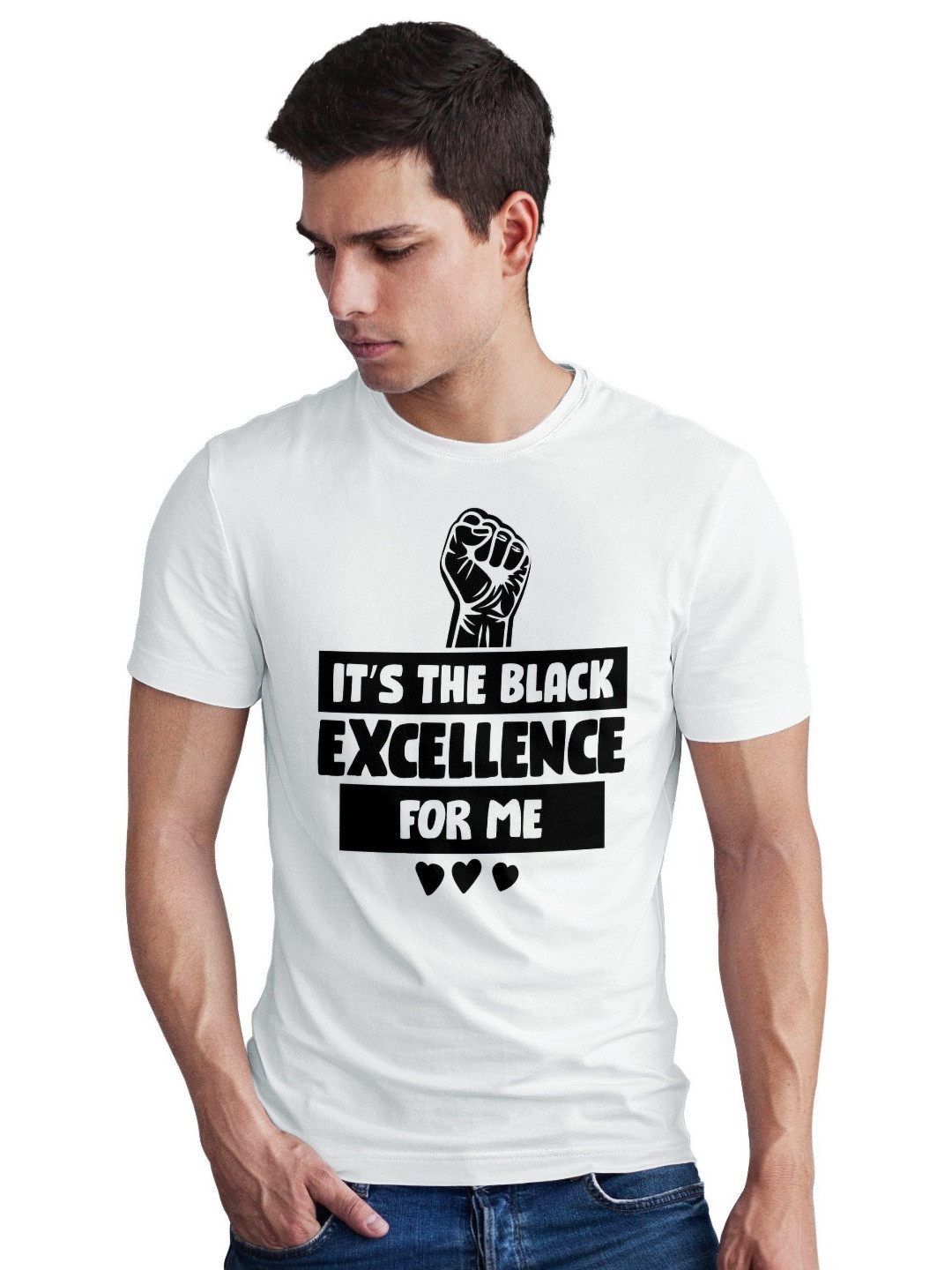 Seekbuylove Men Bio Finish Black Excellence Round Neck Pure Cotton T-shirt