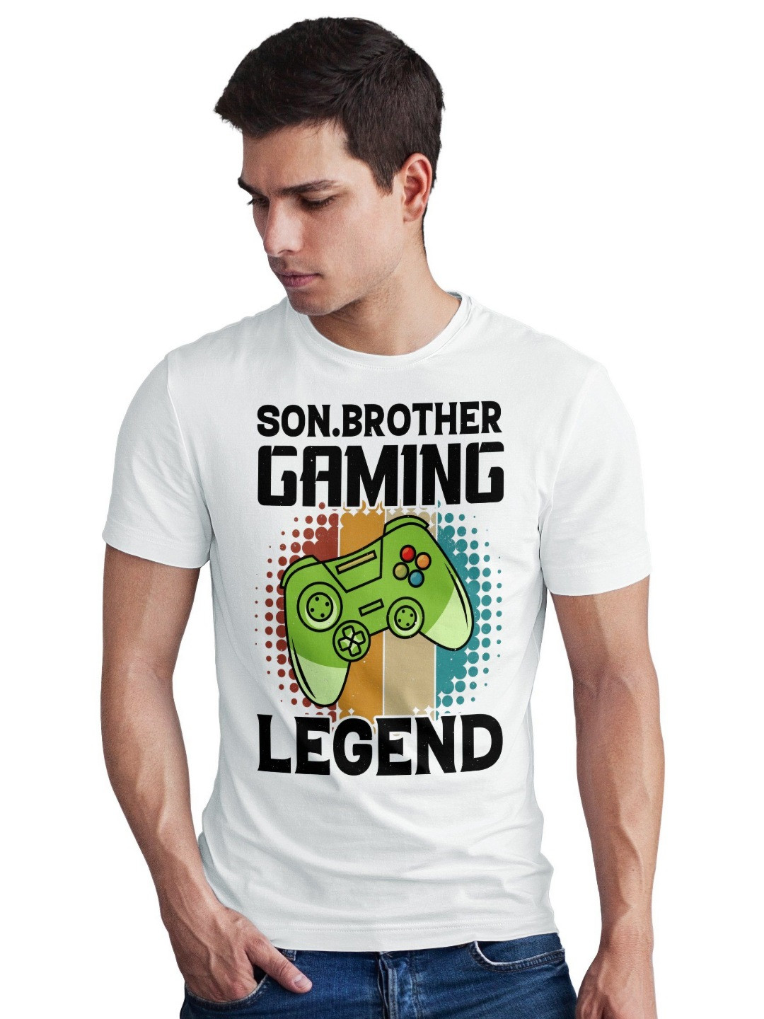 Seekbuylove Men Bio Finish Son Brother Gaming Legend Round Neck Pure Cotton T-shirt