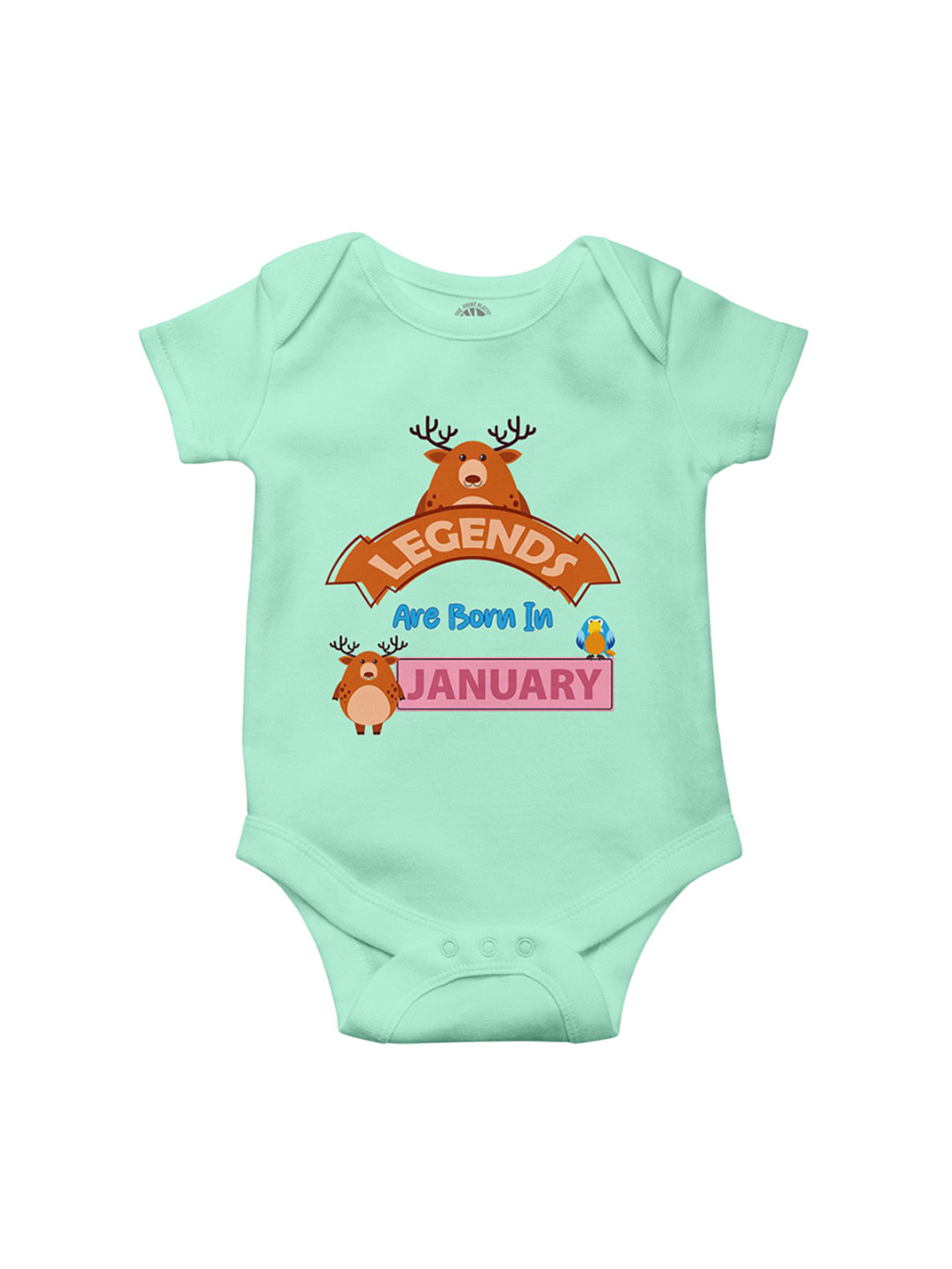 THE PRINT PLATTER Kids Green Legends In January Print Cotton Bodysuit