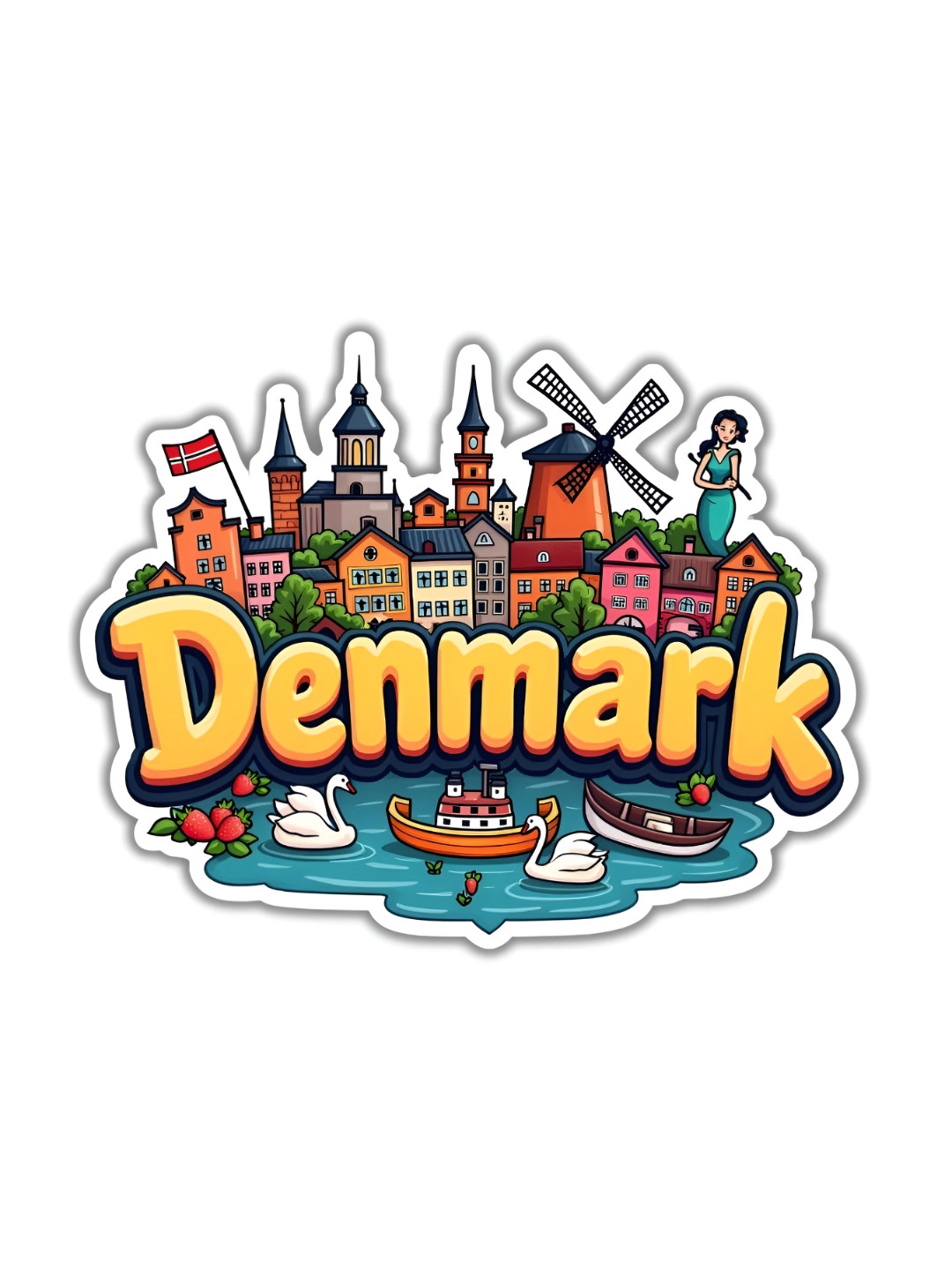 GIFTODAY Yellow & Blue Denmark Printed Fridge Magnet