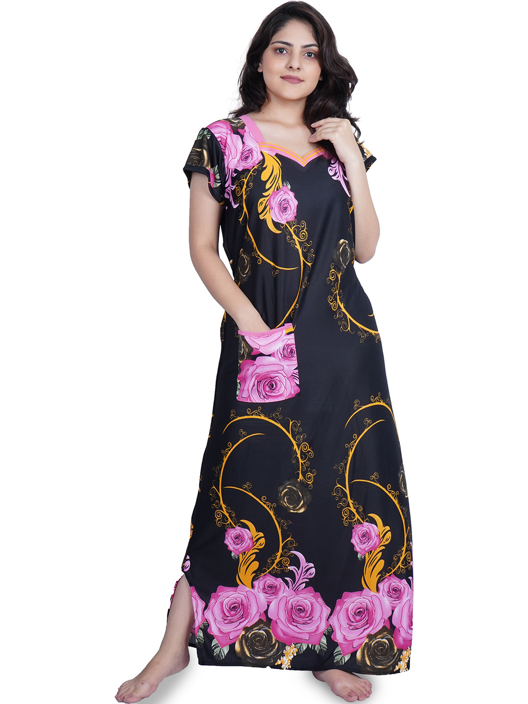 PURSA Printed Maxi Nightdress