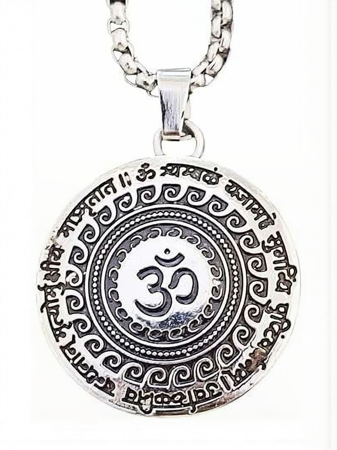 MK gallery Women Silver-Plated Circular Pendants with Chains