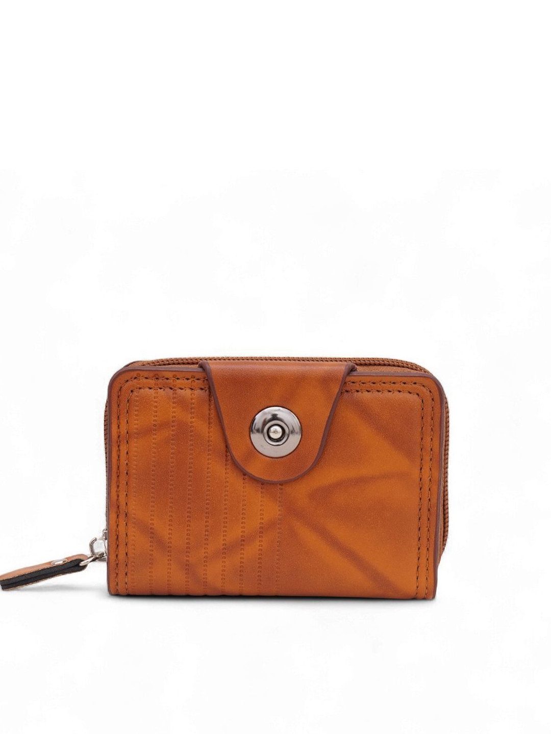 CLARABAE Men Textured Zip Around Wallet With Magnetic Closure