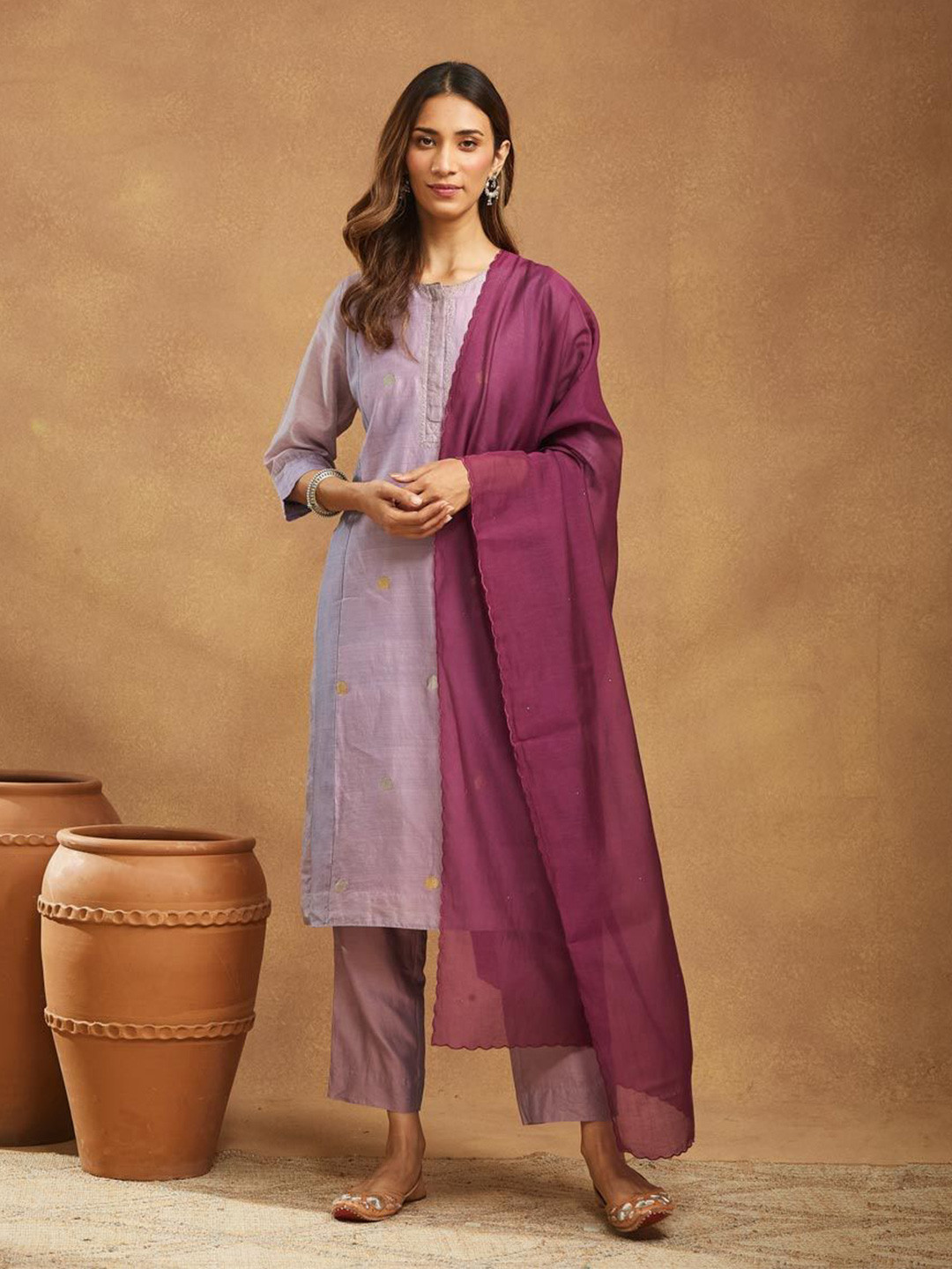 Fabindia Scallop Border Cotton Silk Dupatta