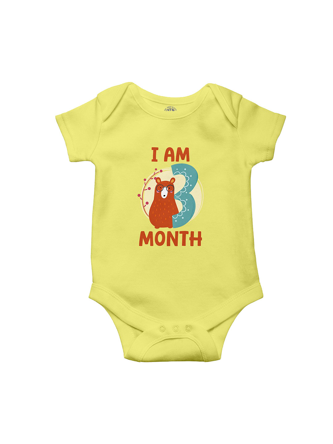 THE PRINT PLATTER Kids I Am Three Month Printed Bodysuit With Ultra Bio Wash Neck