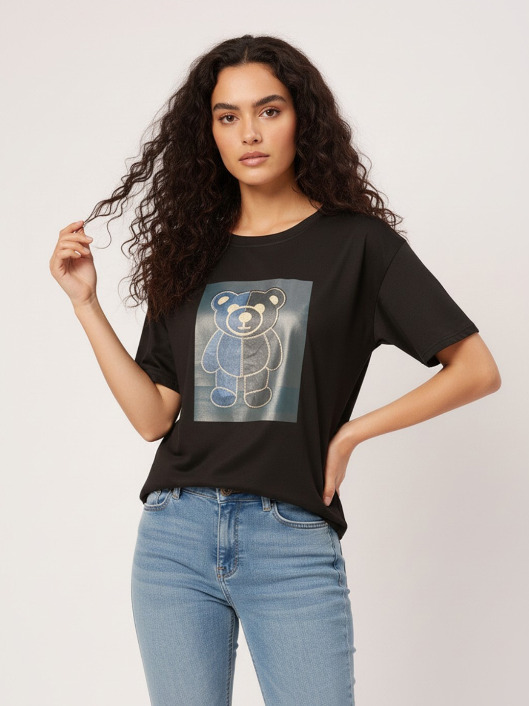 DressBerry Cozy Essentials Printed Relaxed Fit T-shirt