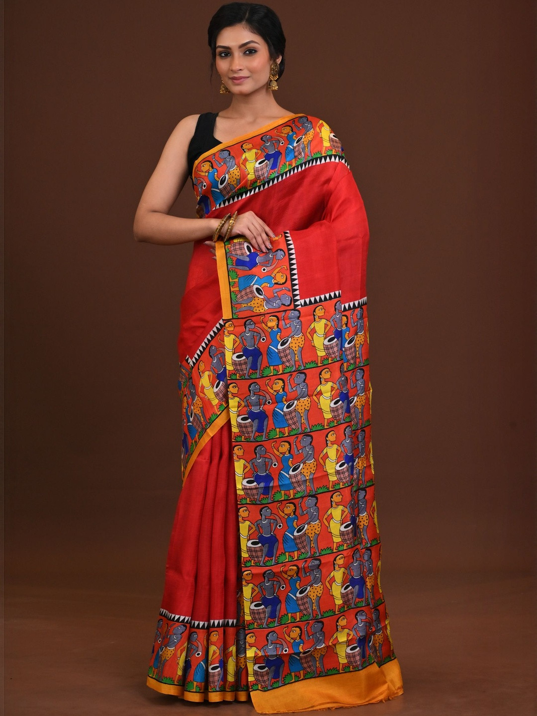 RAM SHYAM collection Printed Border Saree With Blouse Piece