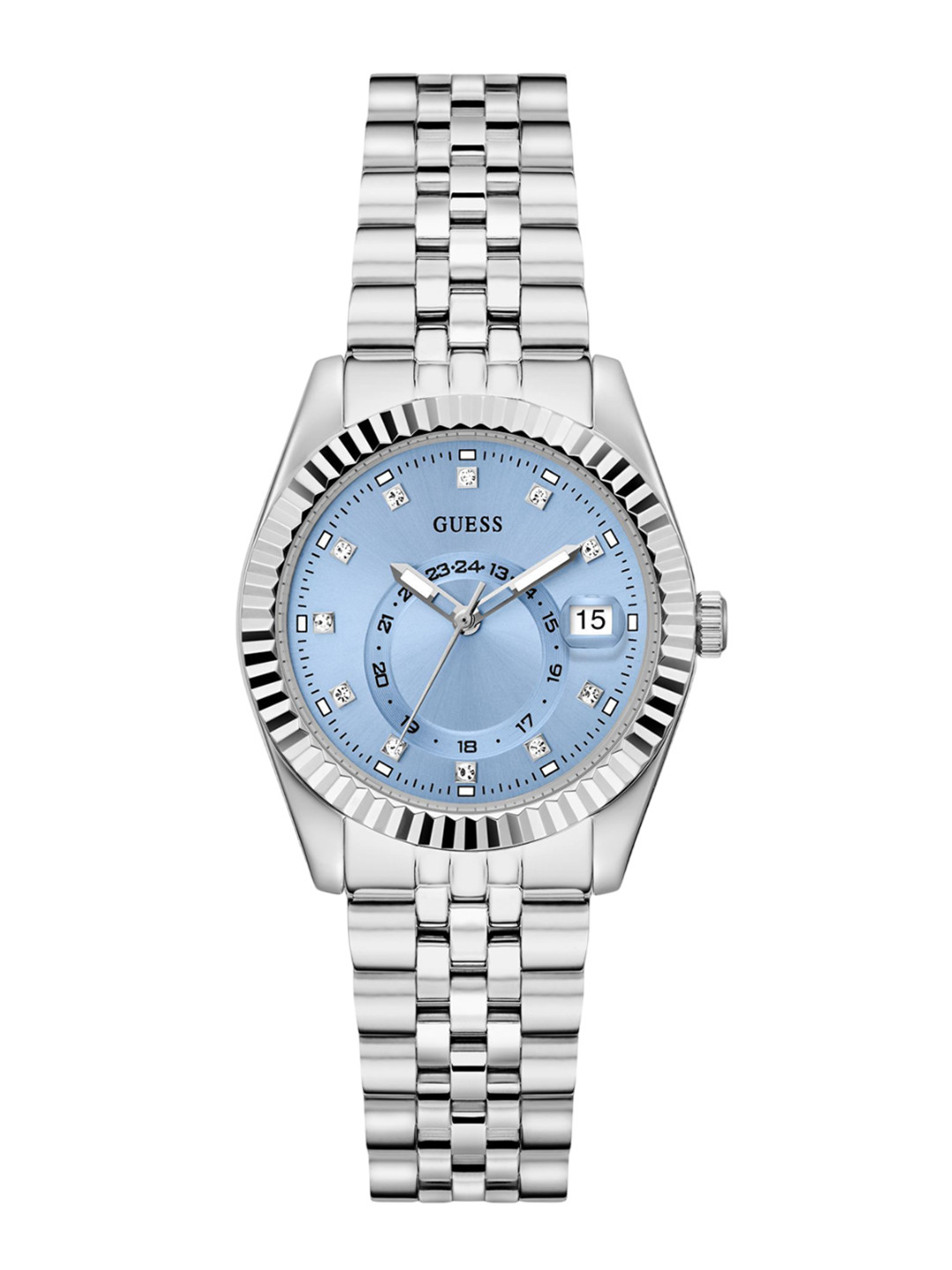 GUESS Jada Women Embellished Dial & Stainless Steel Straps Analogue Watch GW0936L1