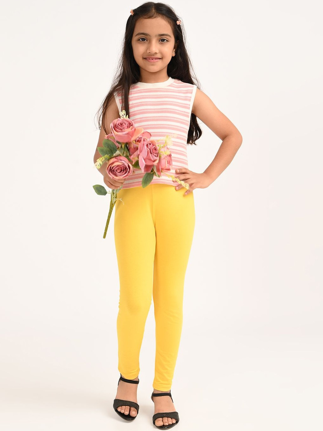 ZION Girls Ankle-Length 4-Way Stretchable Leggings