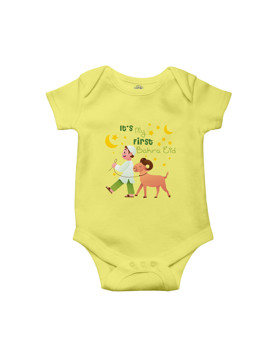 THE PRINT PLATTER Infants Bakra Eid Printed Envelope Neck Ultra Bio Wash Cotton  Bodysuit