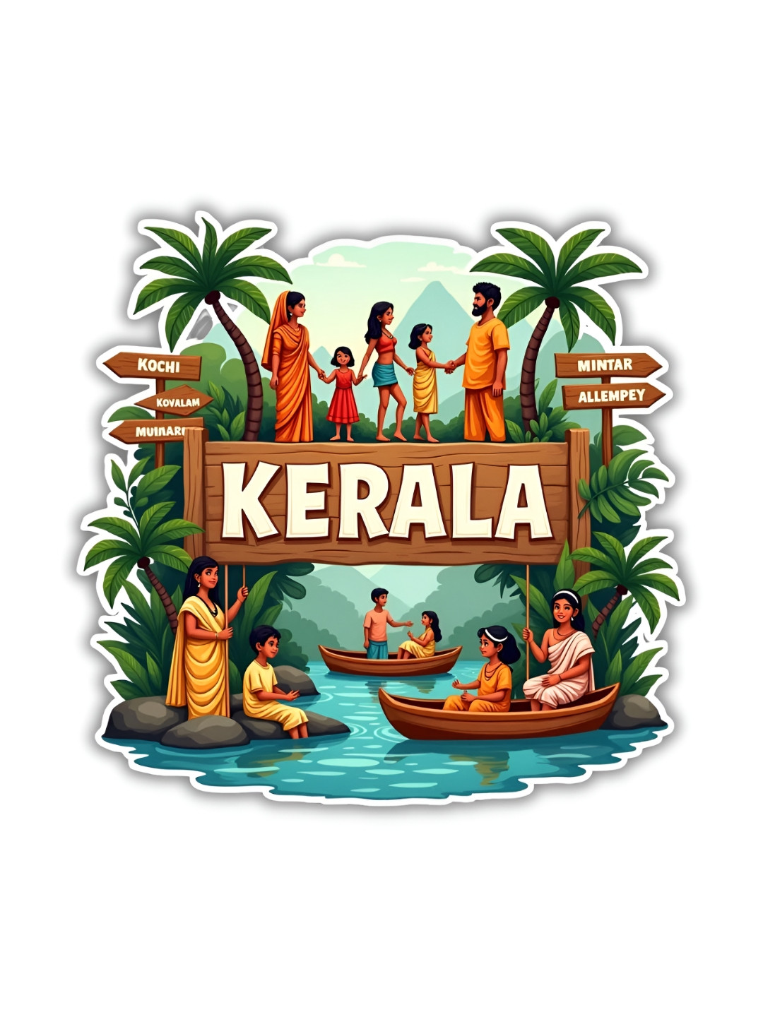 GIFTODAY Brown & Green Kerala Printed Decorative Fridge Magnets