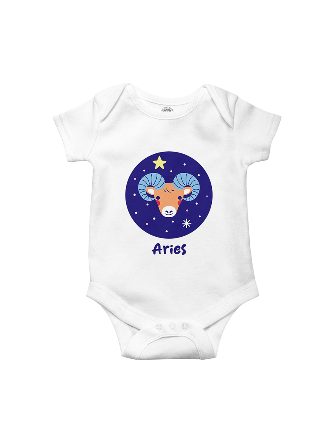 THE PRINT PLATTER Kids Infants Aries Printed Cotton Envelope Neck Ultra Bio Wash Bodysuit