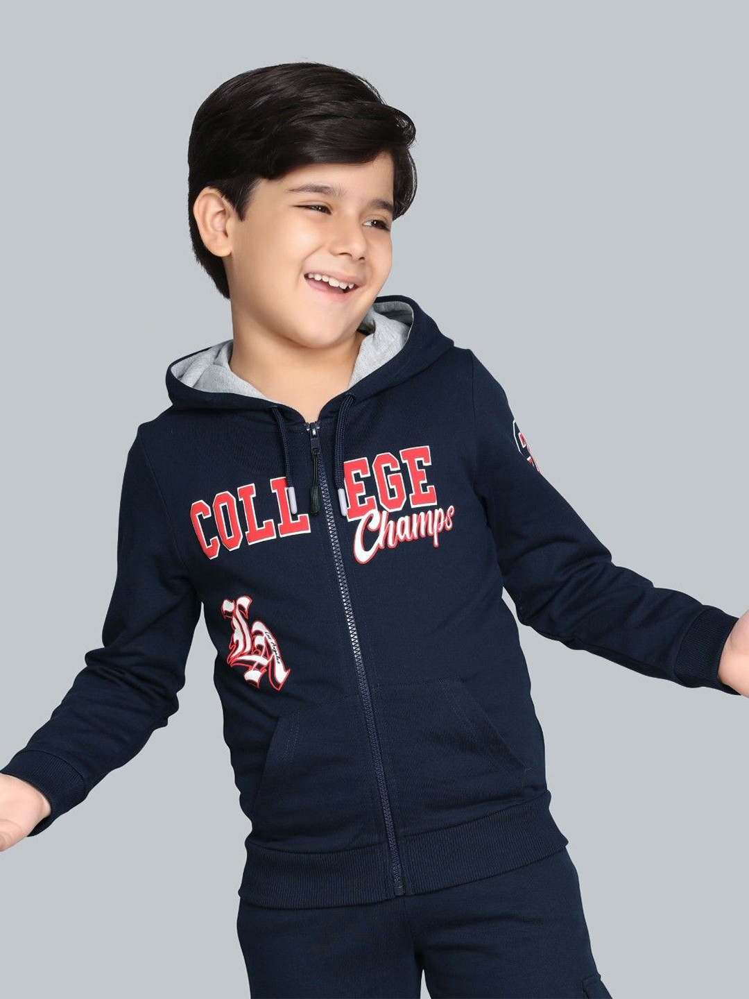 PLUM TREE Boys Zip-Up Hoodie With Raised College Champs sweatshirt