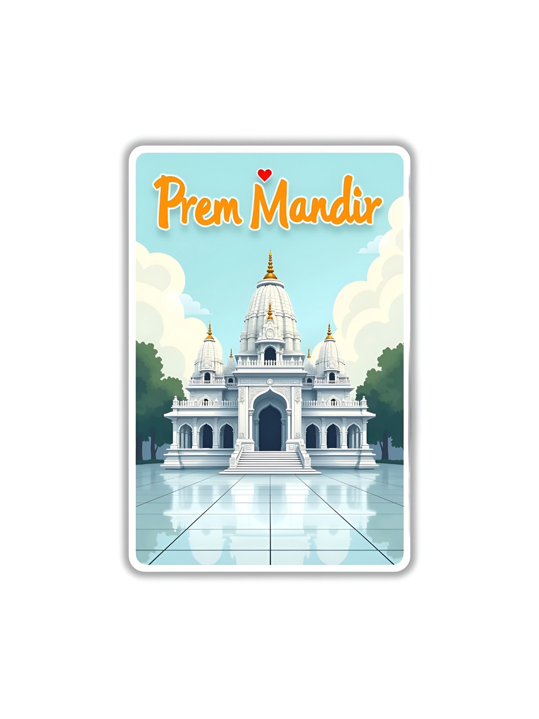 GIFTODAY Blue & White Prem Mandir Printed Decorative Fridge Magnet
