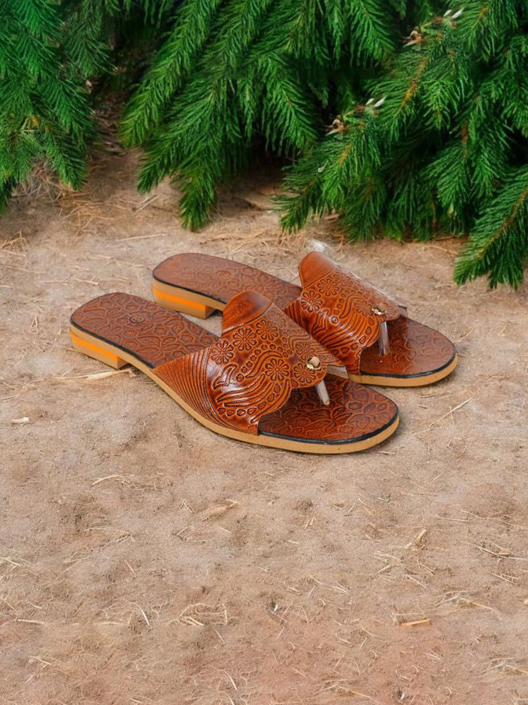 DFR Women Ethnic Self Design Thong Flip-Flops