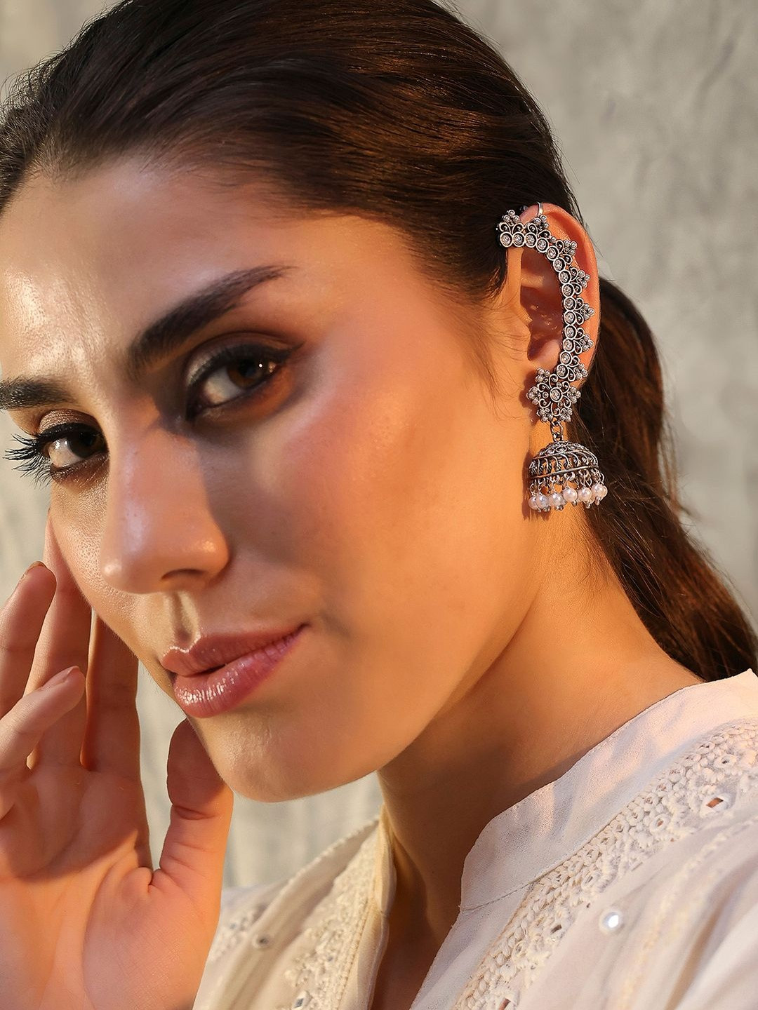 Biba Women Artificial Beaded Dome Shaped Ear Cuffs