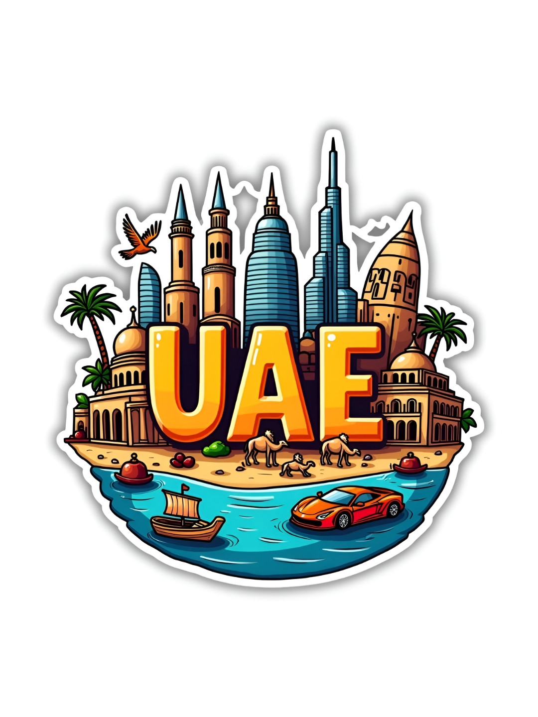 GIFTODAY Yellow & Blue UAE Printed Fridge Magnets