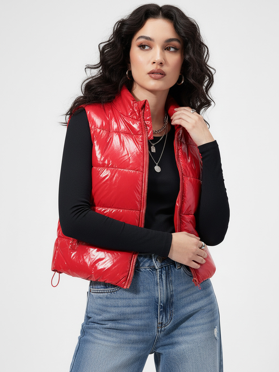 glitchez Sheen Crop Puffer Jacket