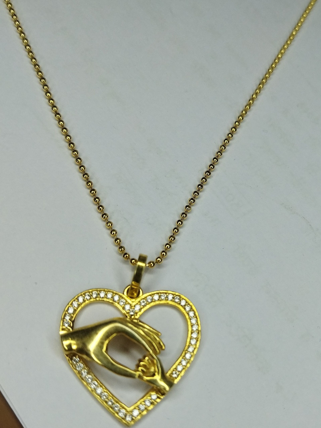 MK gallery Women Gold-Plated Heart Shaped Pendant With Chain