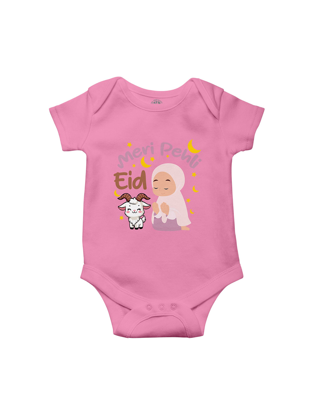 THE PRINT PLATTER Infants My Pehli Eid Printed Bio Wash Cotton Envelope Neck Bodysuit