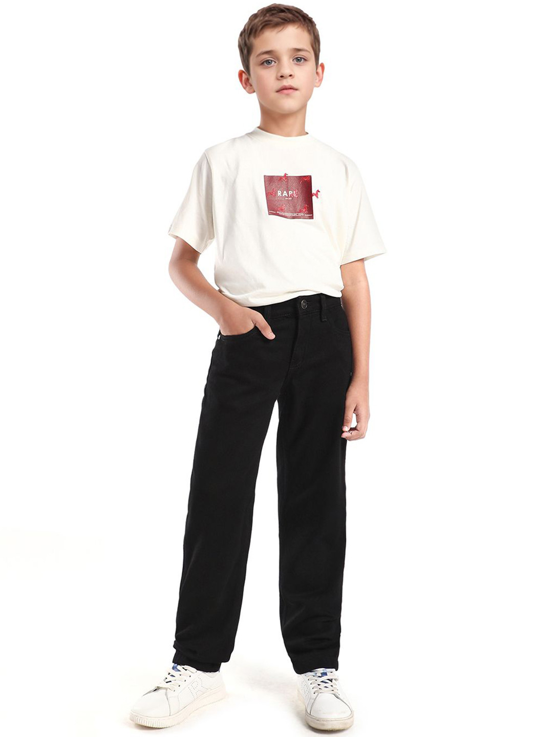 RARE ONES Boys Enim-K Regular Fit Mid-Rise Stretchable Jeans