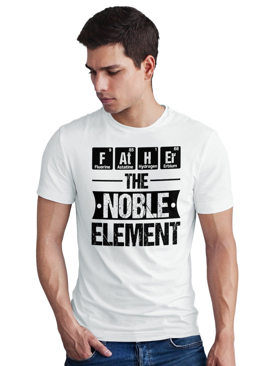 Seekbuylove Men Bio Finish Father Noble Element Round Neck Pure Cotton T-shirt