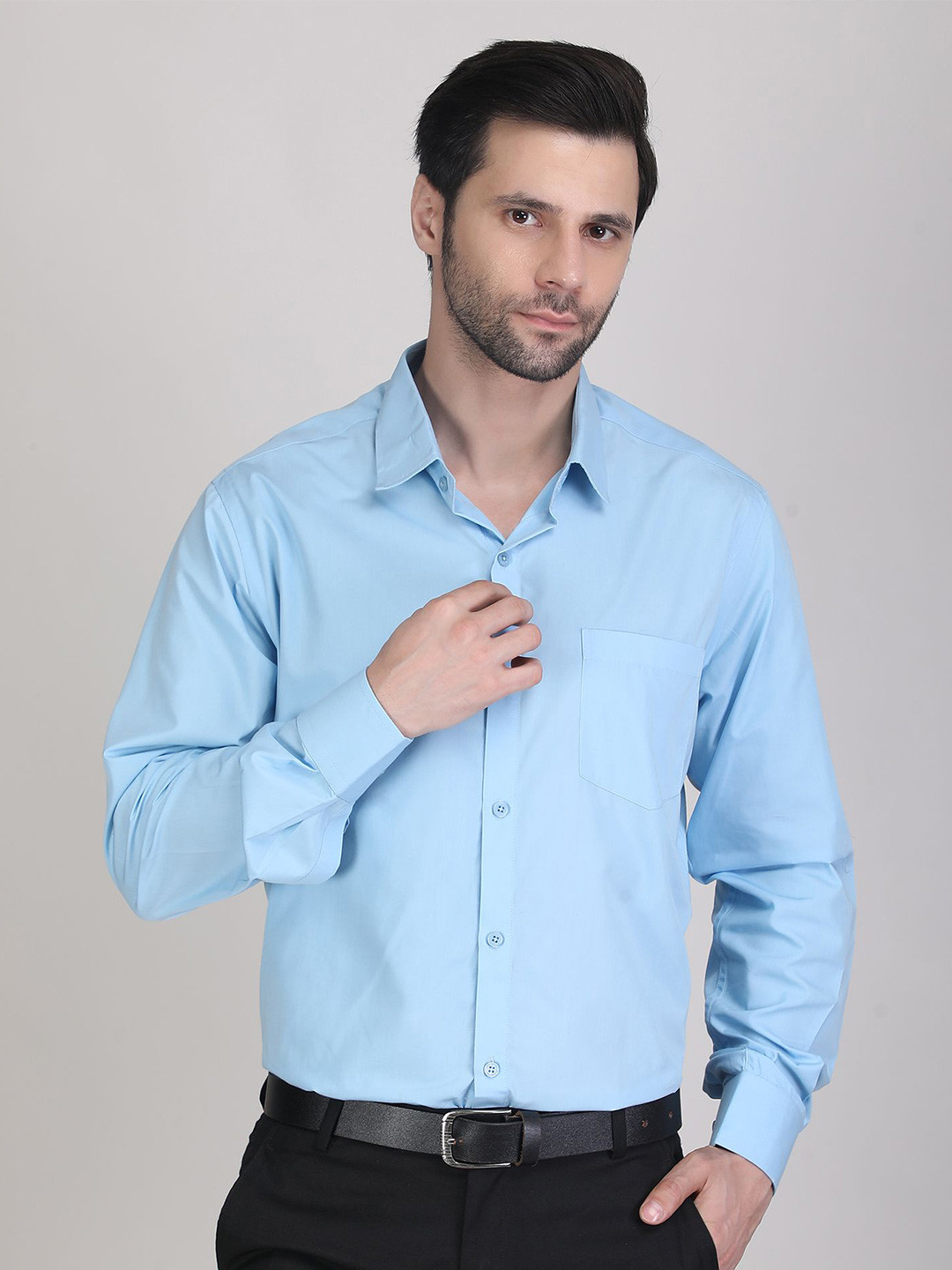 Blue Ronin Spread Collar Full Sleeves Standard Slim Fit Cotton Formal Shirt