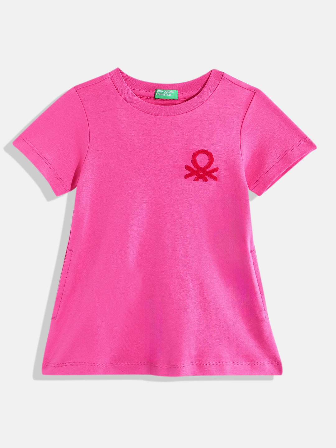 United Colors of Benetton Brand Logo Embroidered Pure Cotton A-Line Dress