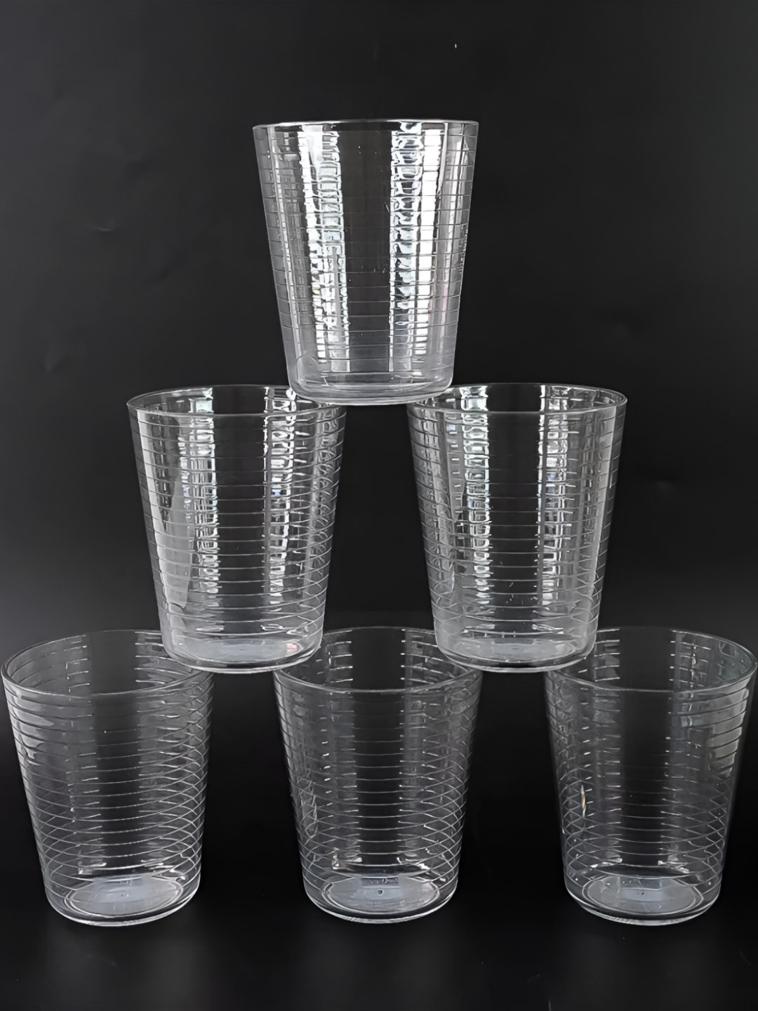 DeoDap Transparent Set Of 6 Plastic Water Glasses - 300 ML
