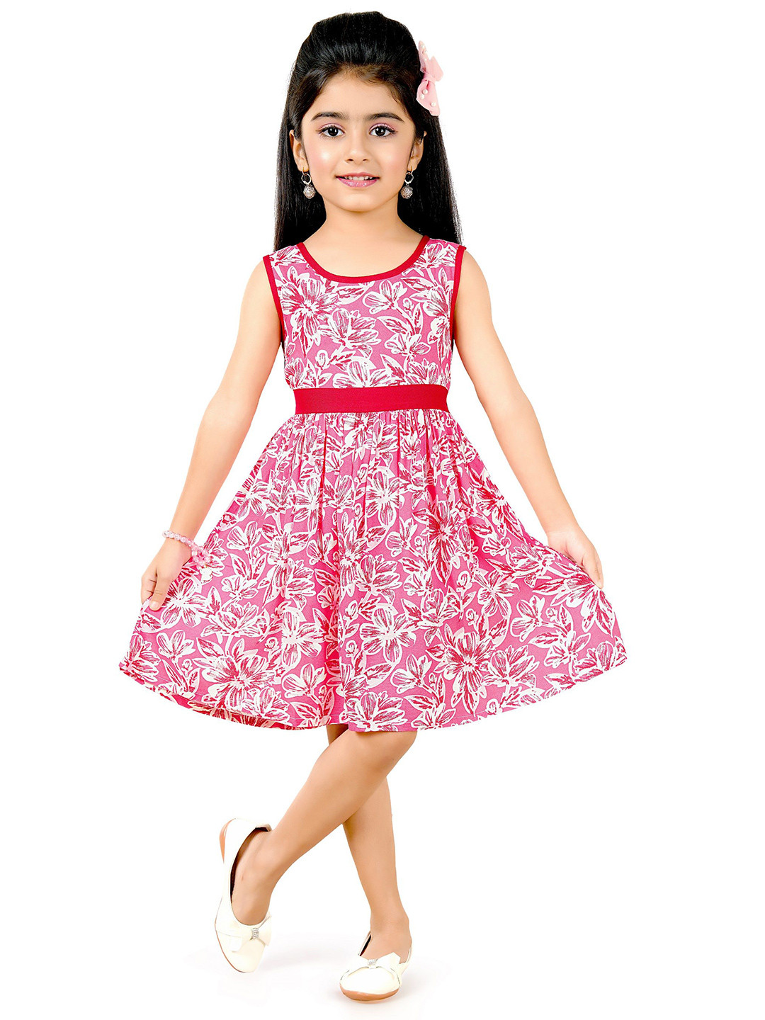 Funshine Girls Floral Printed Fit & Flare Dress