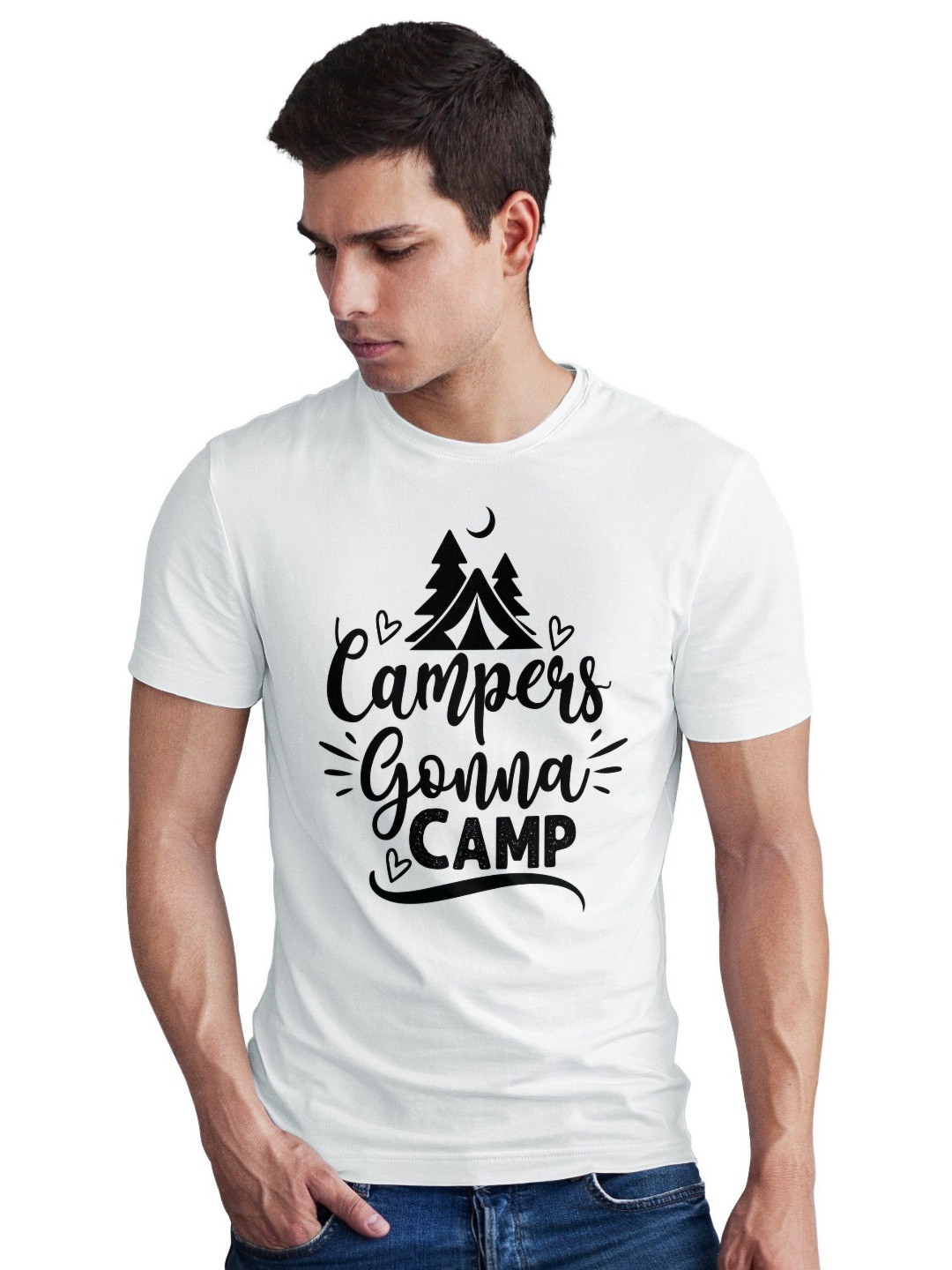 Seekbuylove Men Bio Finish Campers Gonna Camp Round Neck Pure Cotton T-shirt