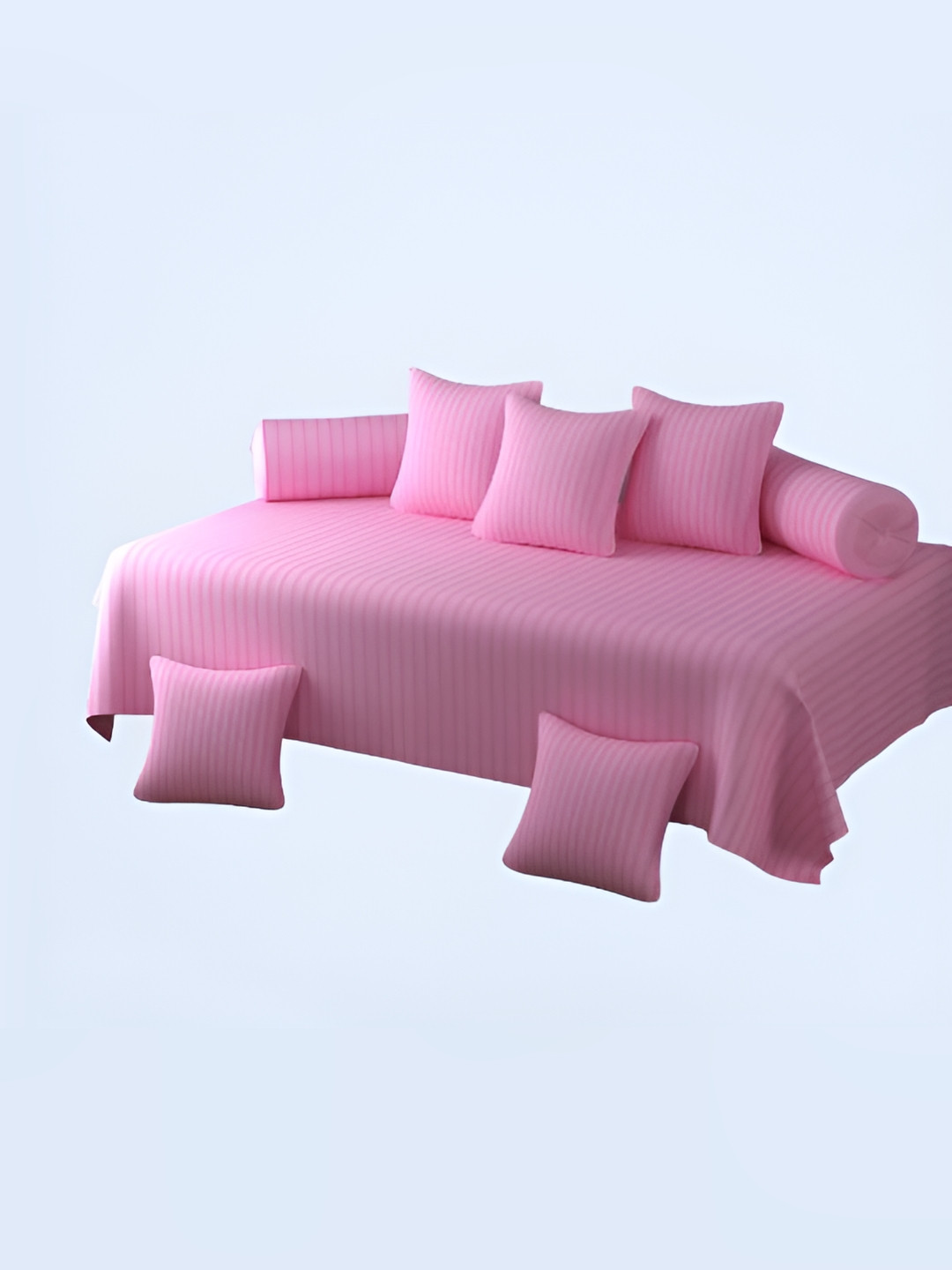 WELLNEST Set Of 8 Pink Striped Diwan Set