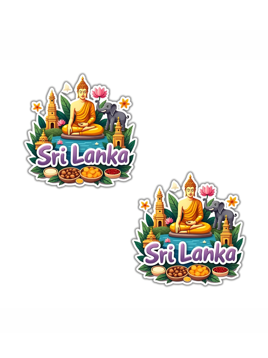 GIFTODAY Set Of 2 Yellow & Grey Sri-Lanka Printed Fridge Magnets