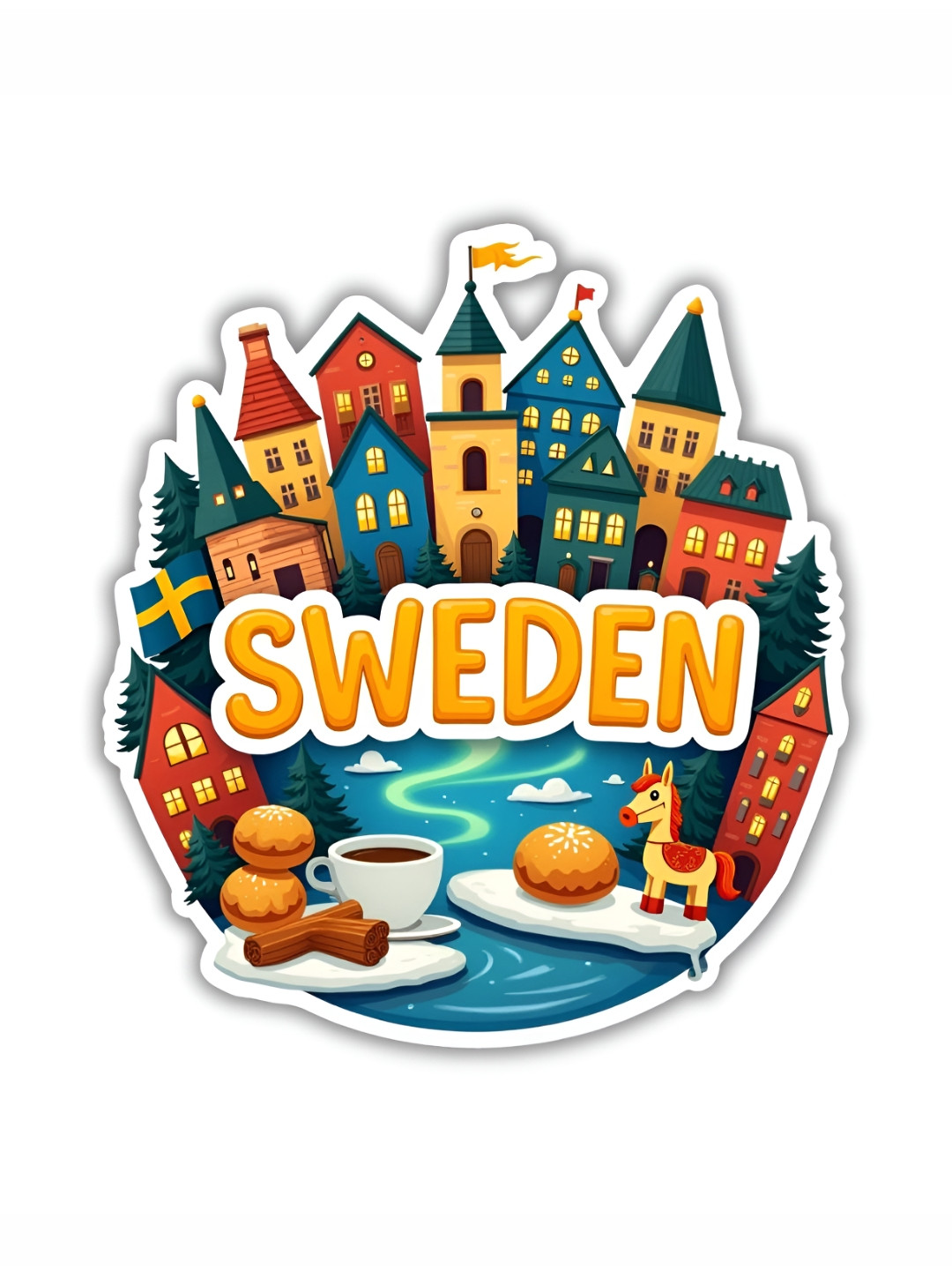 GIFTODAY Blue & Yellow Sweden Printed Decorative Magnets