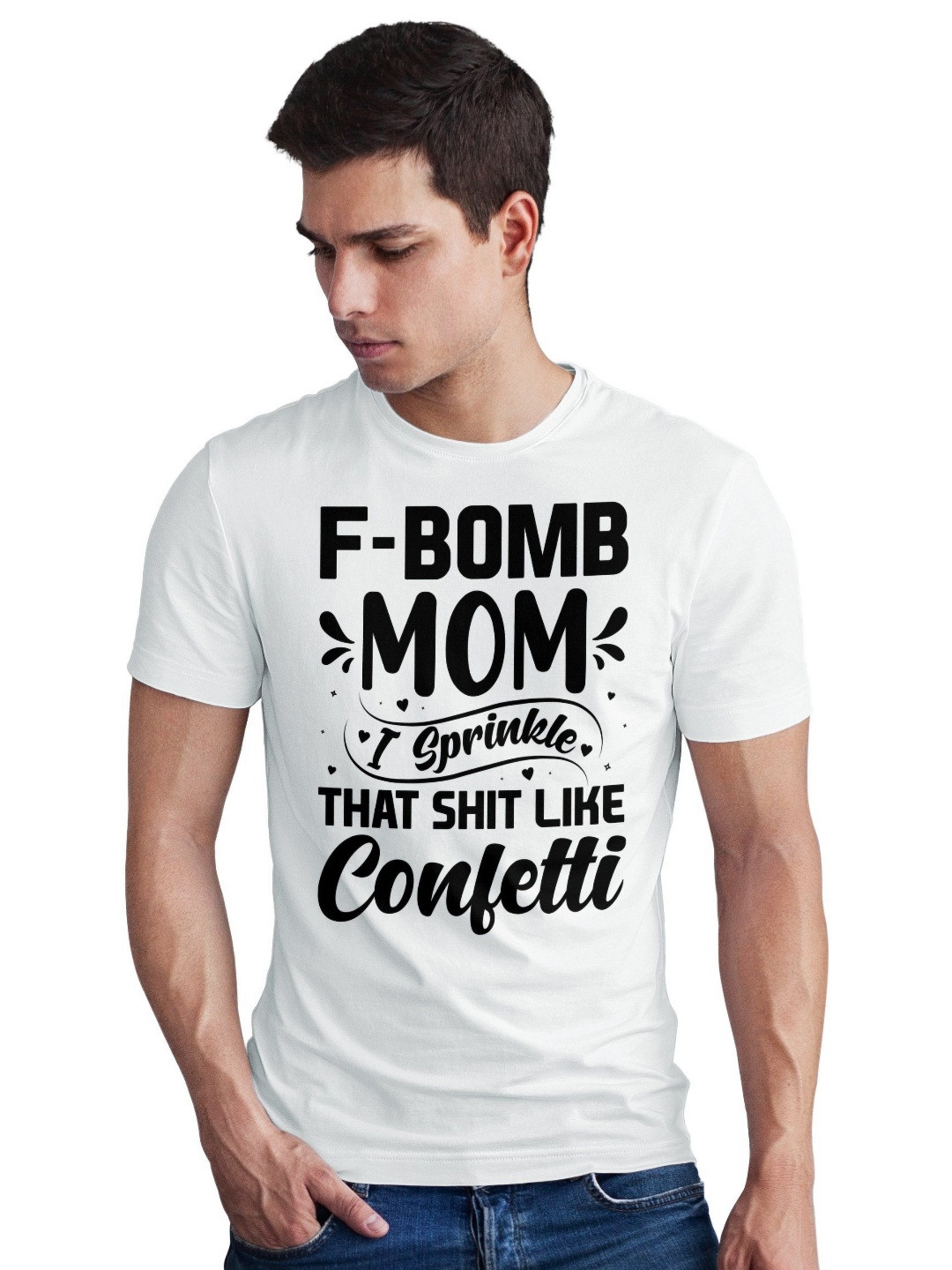 Seekbuylove Men Bio Finish F Bomb Mom Round Neck Pure Cotton T-shirt