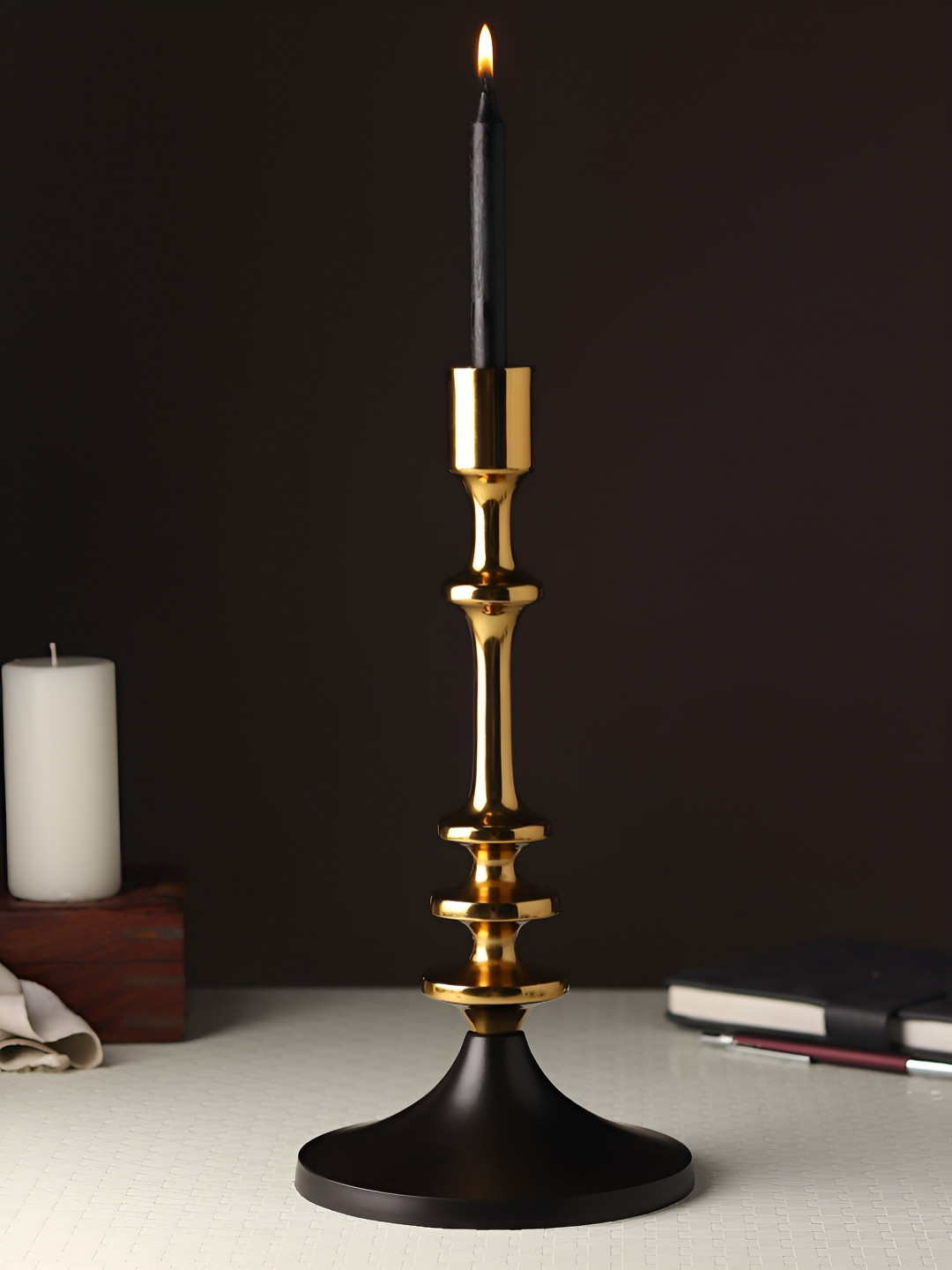Decor de Maison Aristea Gold-Toned & Black Candle Holder