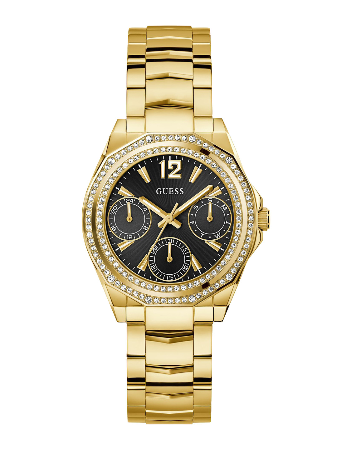 GUESS Women Ritzy Embellished Dial & Stainless Steel Bracelet Analogue Watch GW0685L4