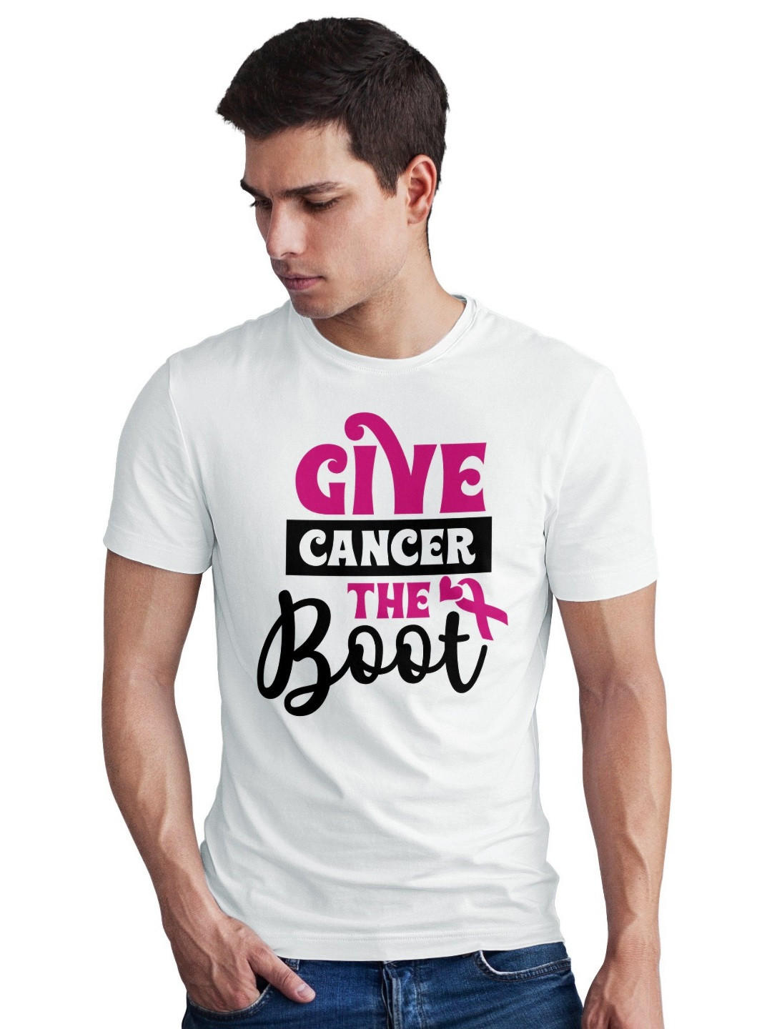 Seekbuylove Men Bio Finish Cancer Awareness Round Neck Pure Cotton T-shirt