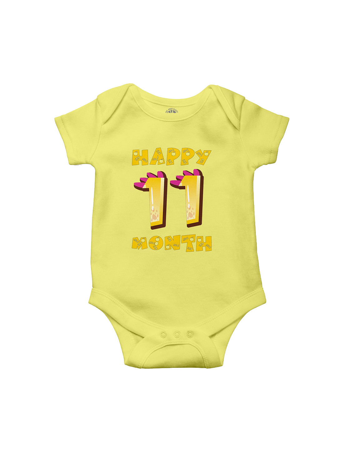 THE PRINT PLATTER Infants 11 Month Printed Envelope Neck Ultra Bio Wash Cotton Bodysuit