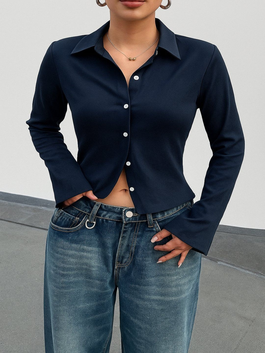 LA CHIC PICK Shirt Collar Shirt Style Top