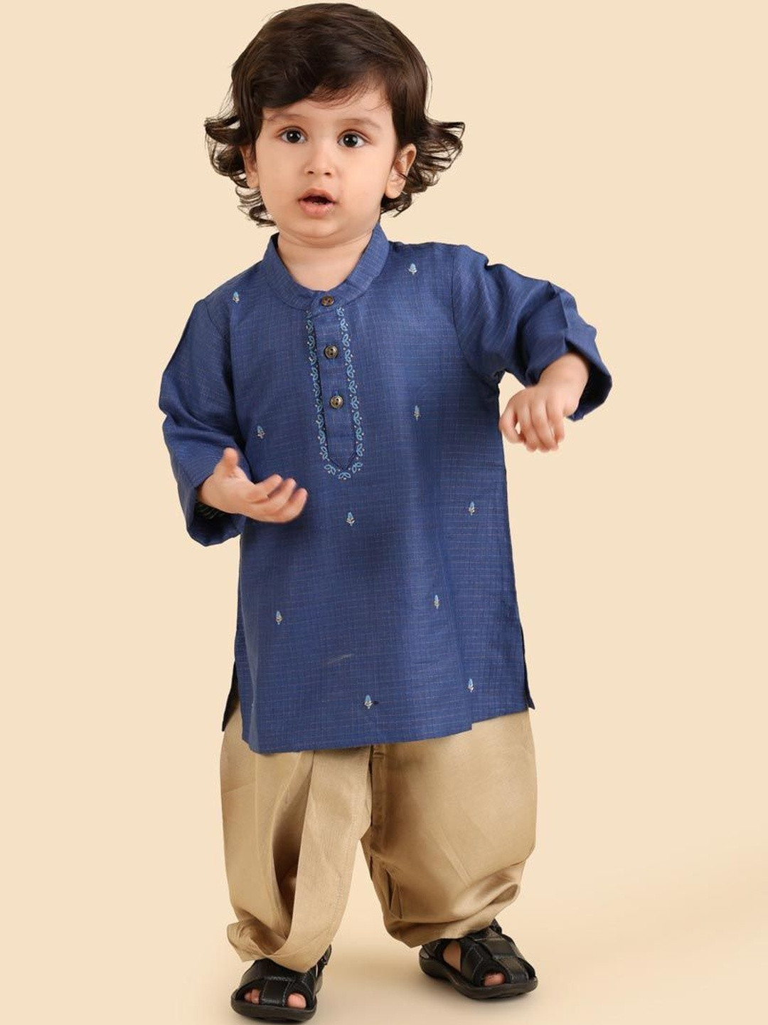 Fabindia Boys Solid Kurta with Dhoti Pant