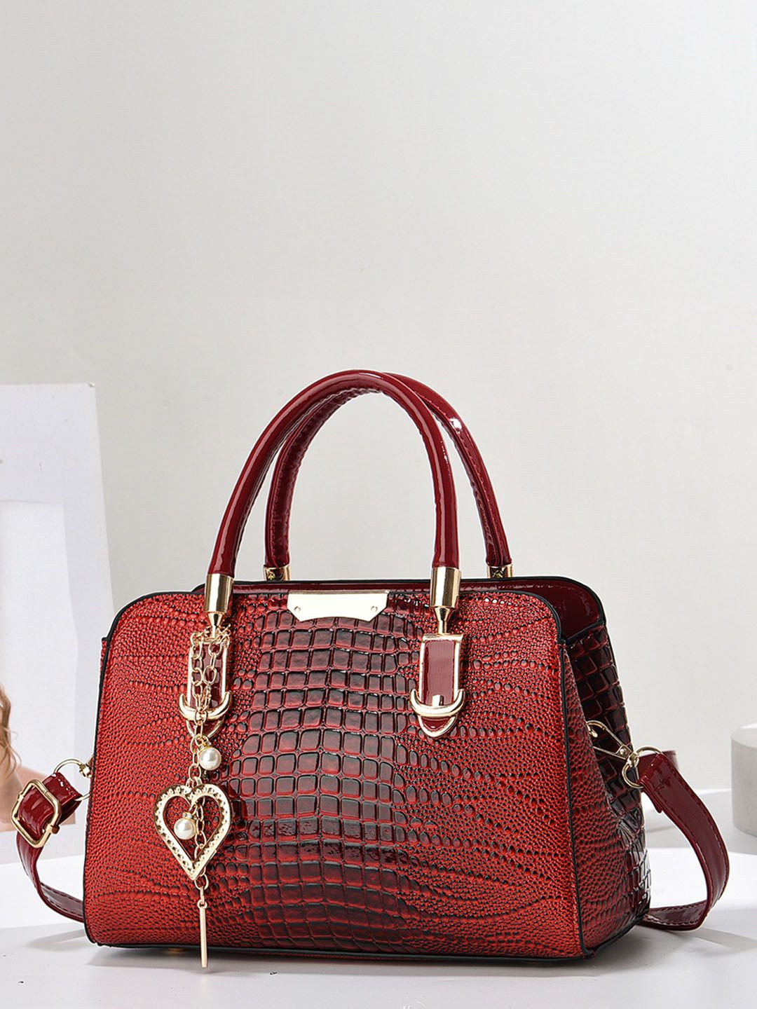 StyleCast Stylish Textured Swagger Handheld Bag With Detachable Sling Strap