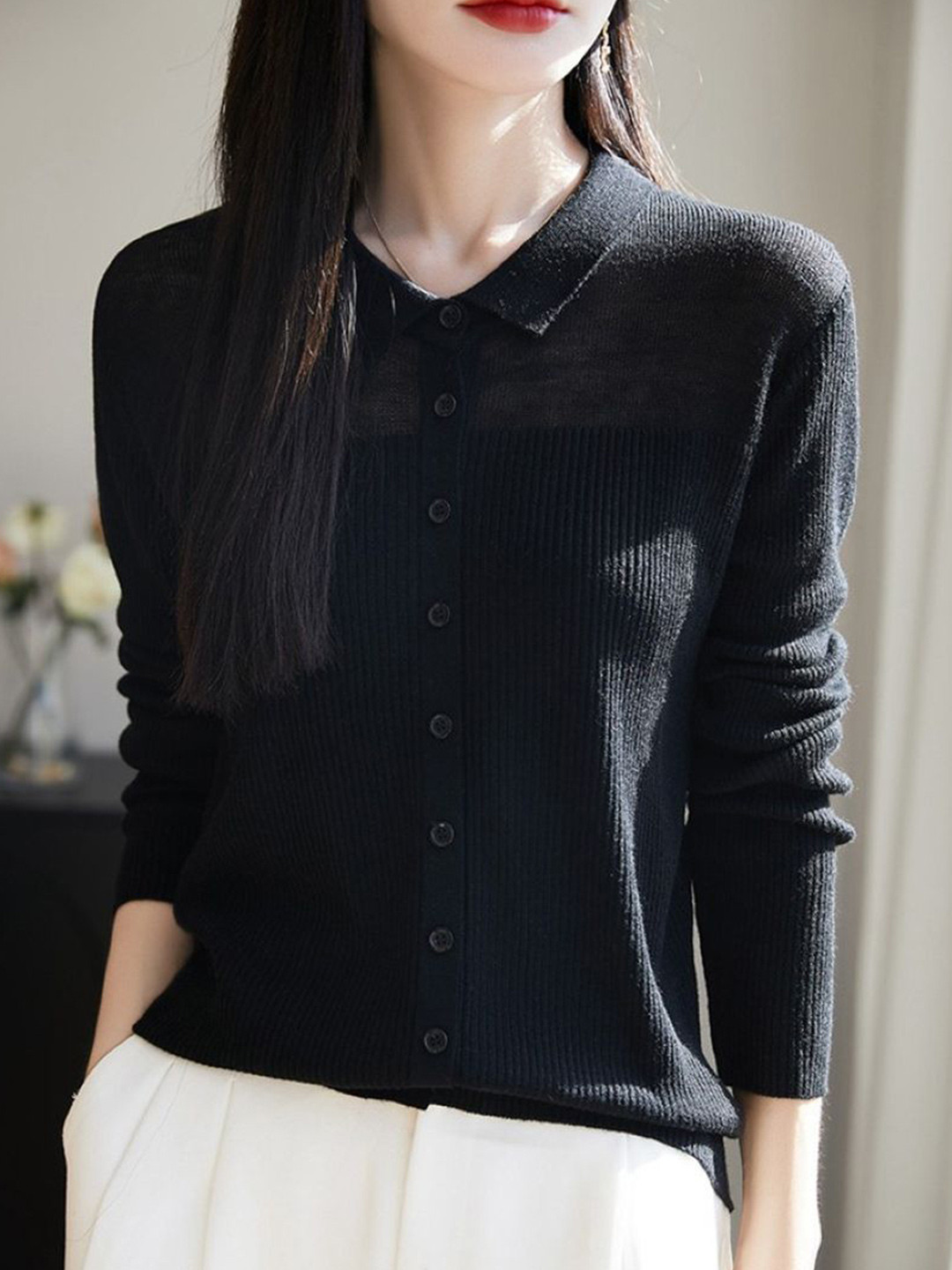 StyleCast Women Ribbed Long Sleeve Slim Fit Cardigan