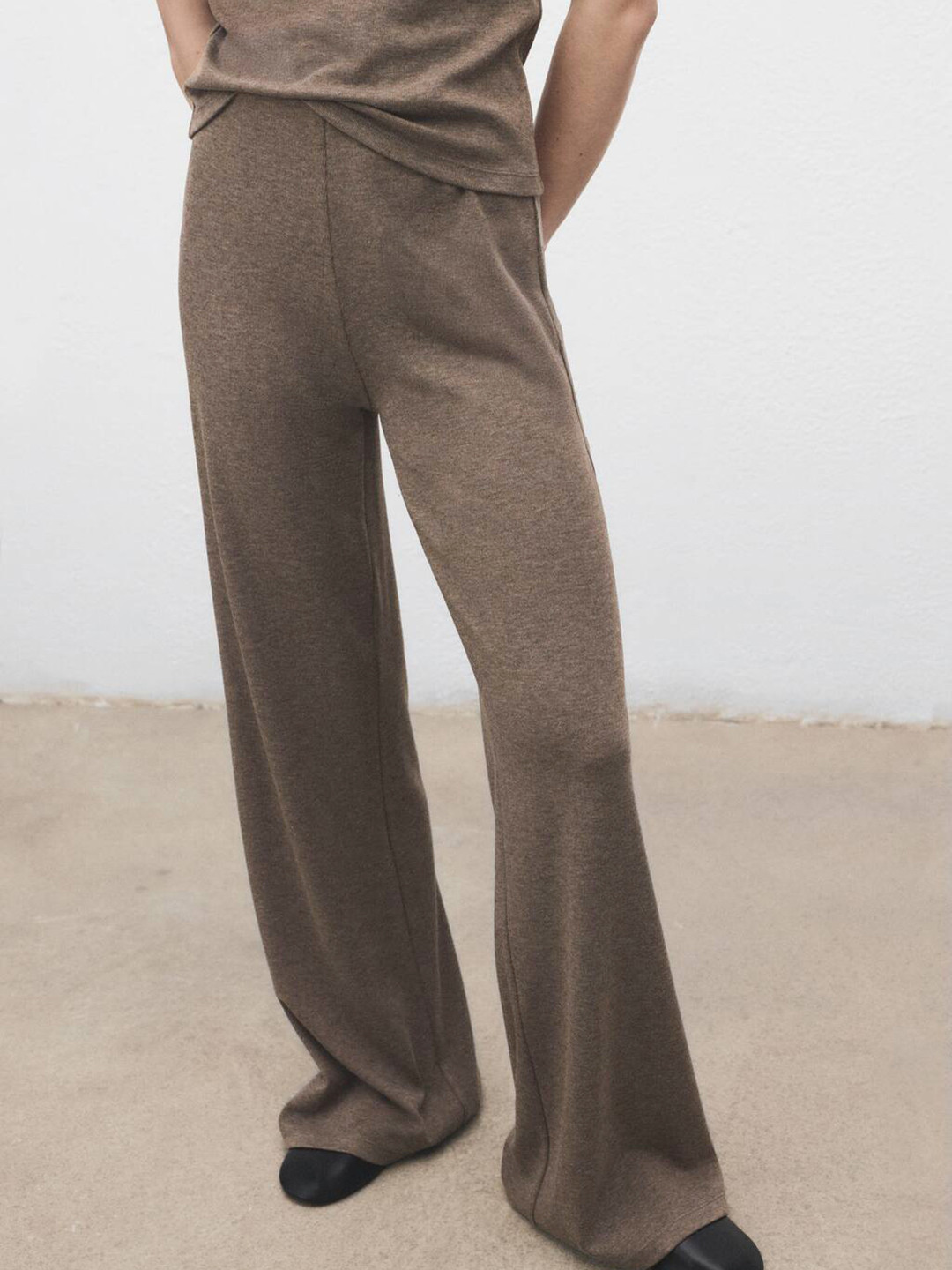 MANGO Women Ribbed Knitted Trousers