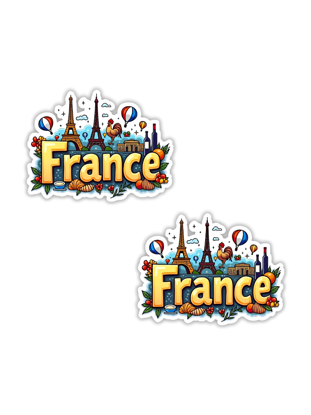 GIFTODAY 2 Pieces Blue & Yellow France Printed Decorative Fridge Magnets