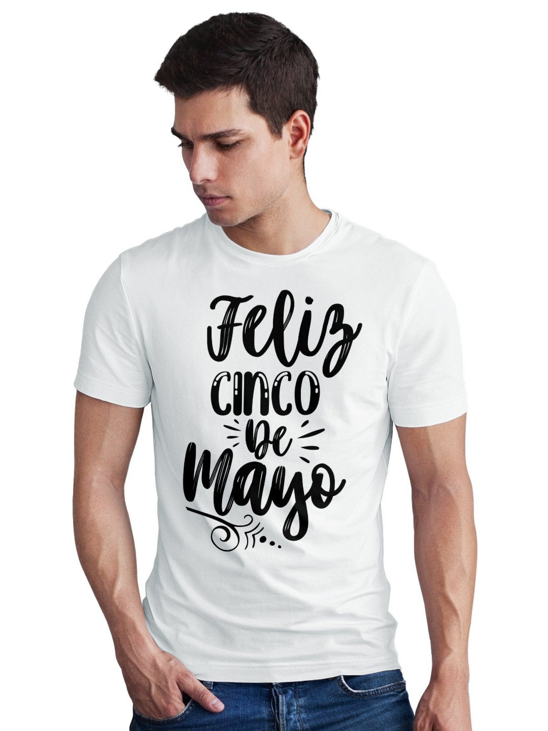 Seekbuylove Men Bio Finish Feliz Cinco De Mayo Round Neck Pure Cotton T-shirt