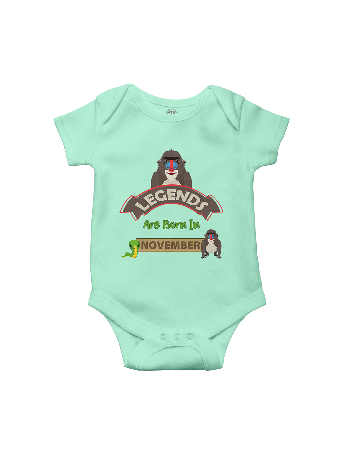 THE PRINT PLATTER Kids Infants November Printed Envelope Neck Bio Wash Cotton Bodysuit