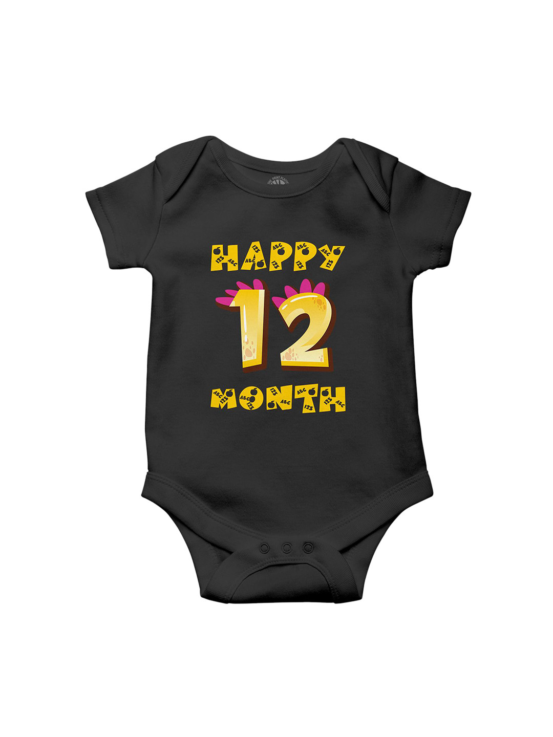 THE PRINT PLATTER Infants Happy 12 Month Printed Cotton Ultra Bio Wash Bodysuit